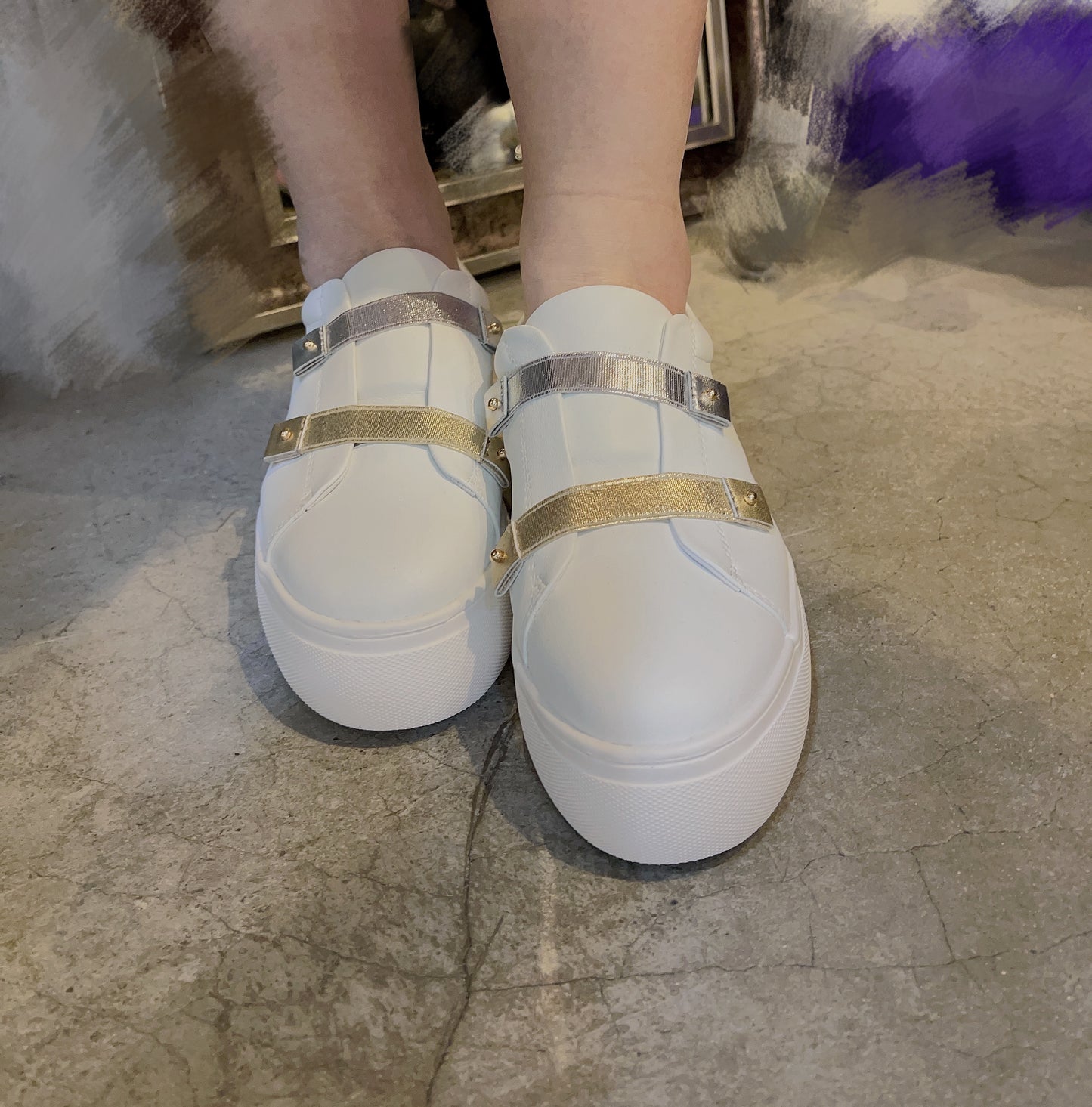 #SA0060 Shoes 金銀帶厚底鞋