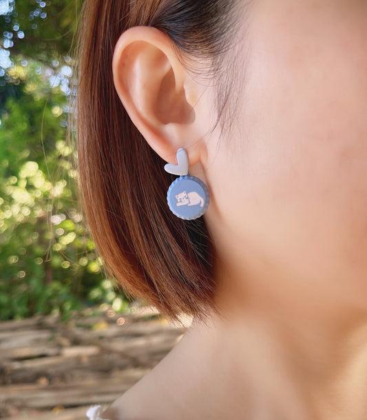 #EA0095 Earrings 心心汽水蓋貓貓925銀針耳環