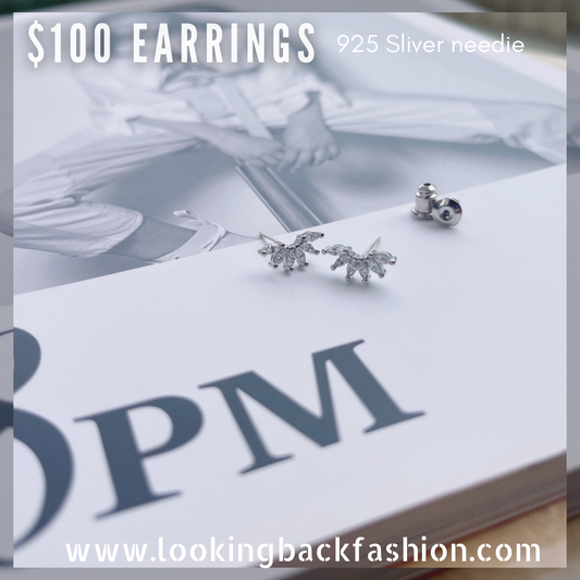 #EA0069 Earrings 半圓尖石925銀針耳環