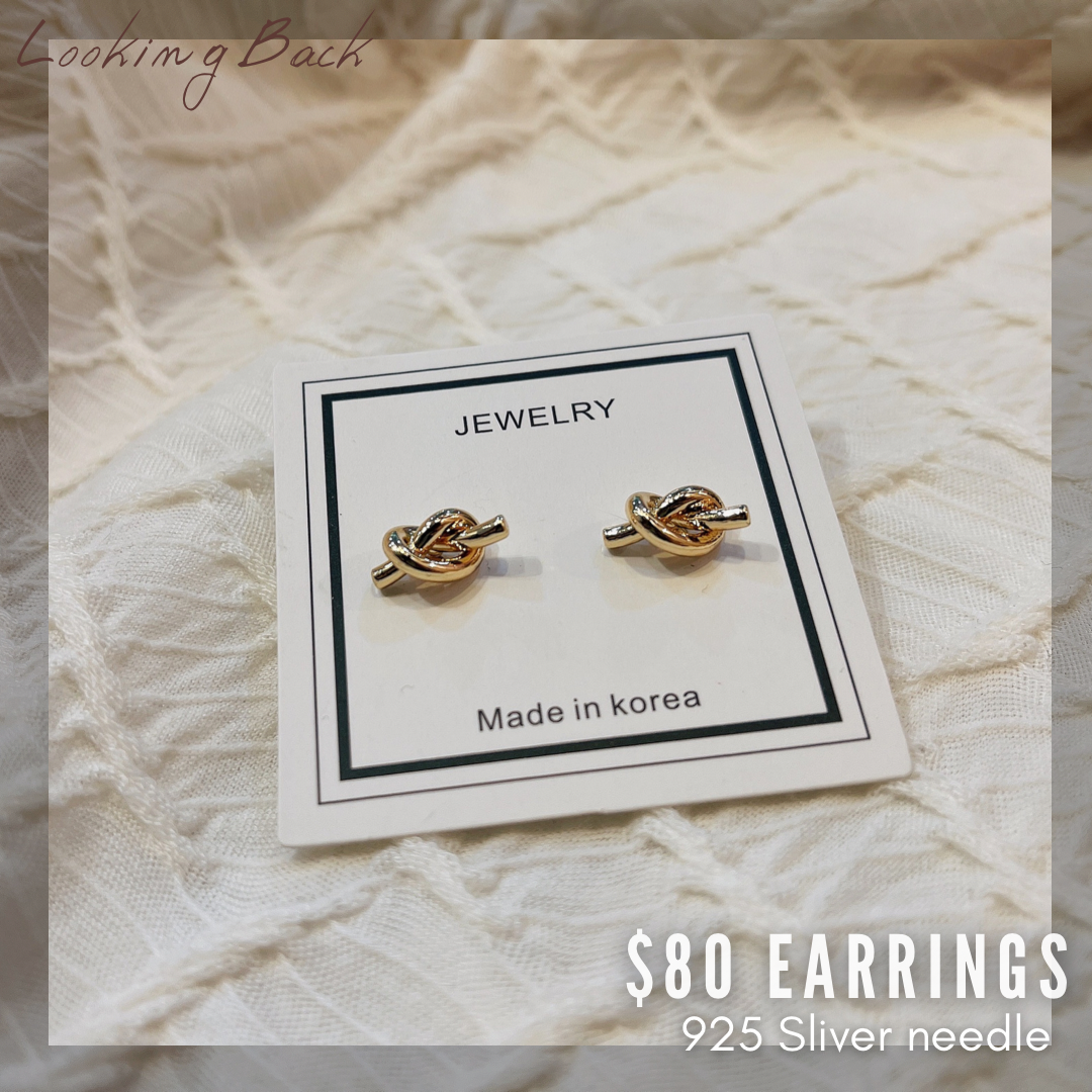 #EA0053 Earrings 打結925銀針耳環