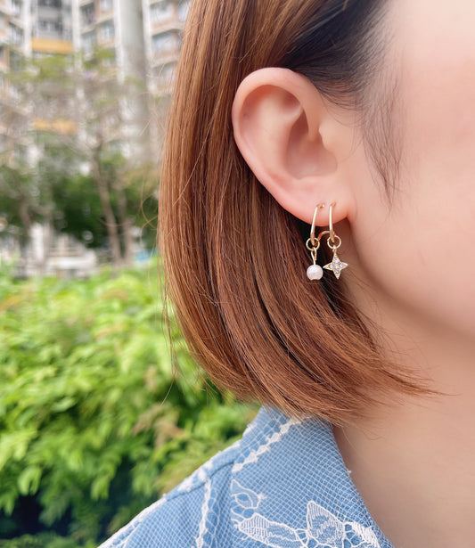 #EA0108 Earrings 吊星珠925銀針耳環