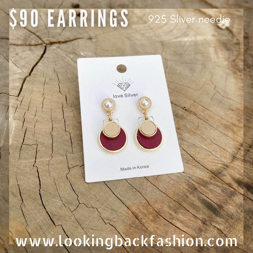 #EA0105 Earrings 撞色圓片925銀針耳環