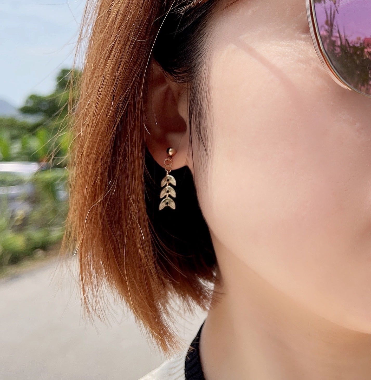 #EA0056 Earrings 樹葉耳環