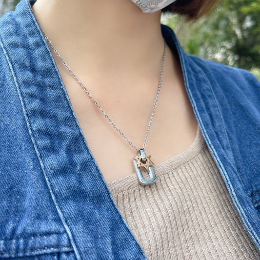 #NA0034 Necklace 六角星+吊牌頸鍊