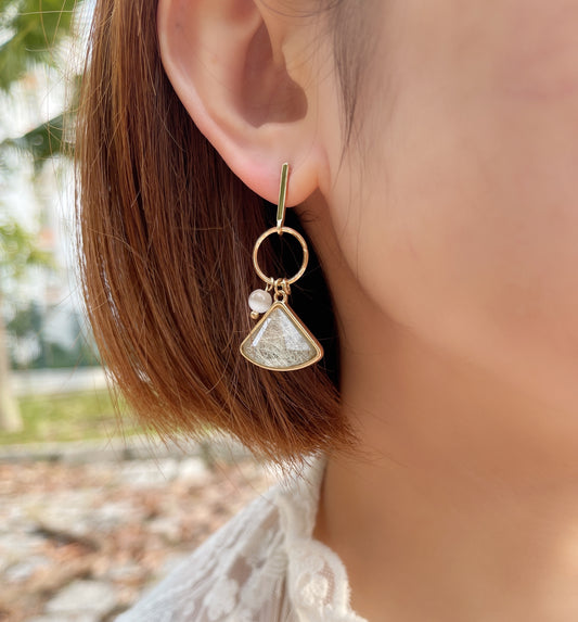 #EA0104 Earrings 三角髮精石耳環