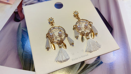 #EA0032 Earrings 捕夢網流蘇 925銀針耳環