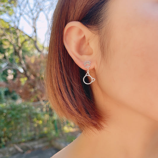 #EA0096 Earrings 貓腳板貓形925耳環