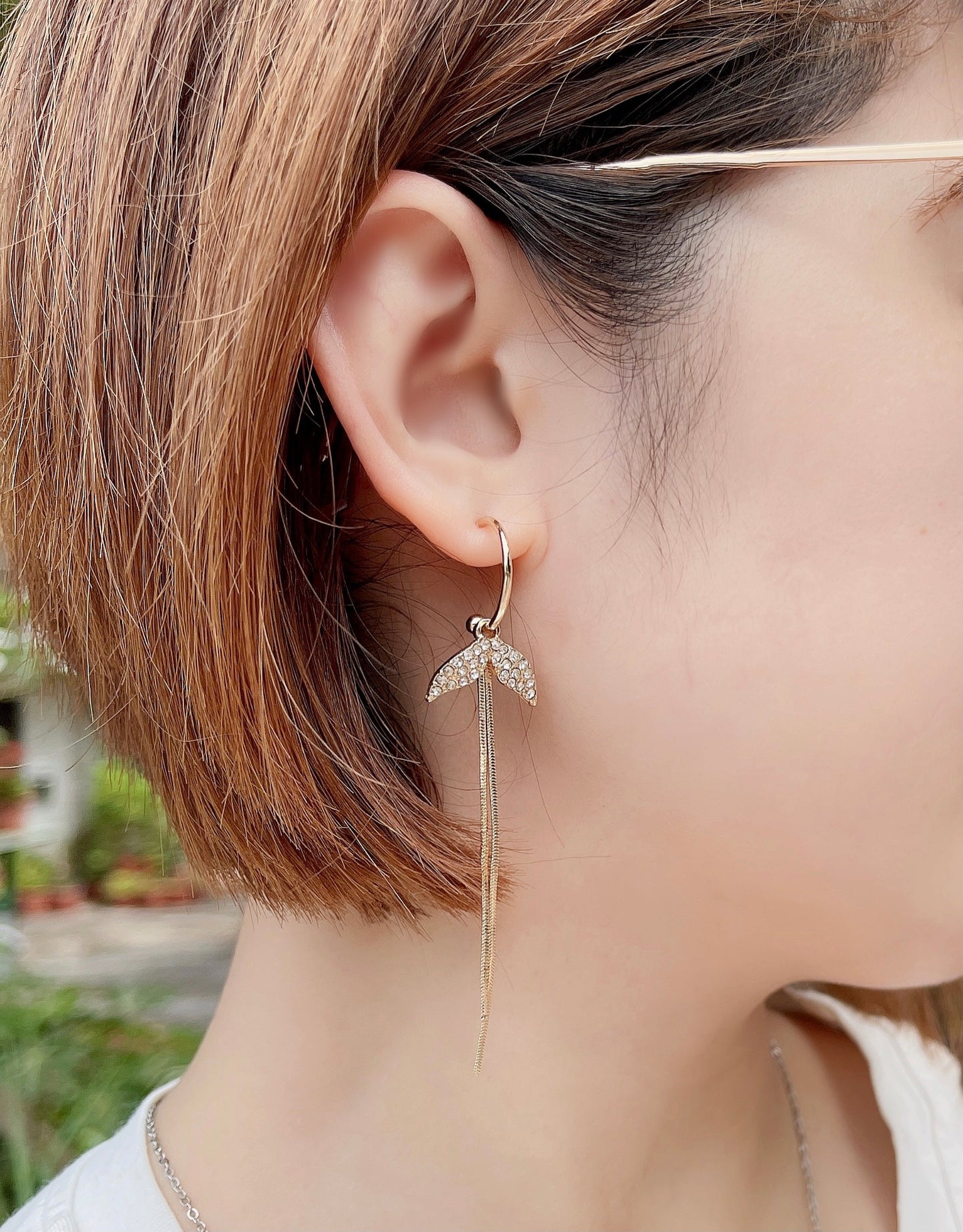 #EA0051 Earrings 魚尾925銀針長耳環