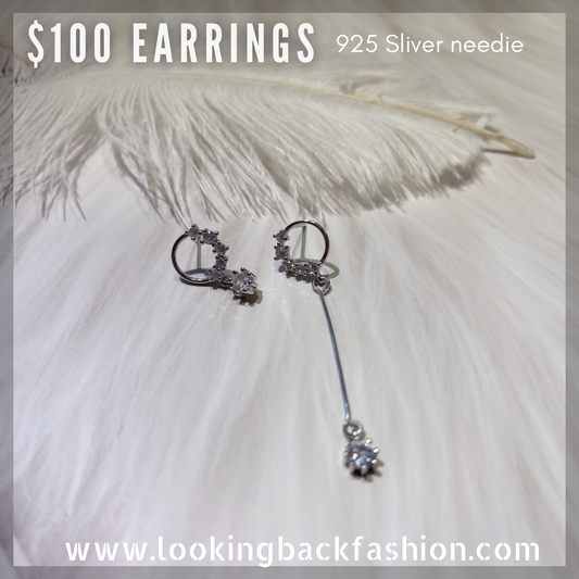 #EA0070 Earrings AB款吊石925銀針耳環