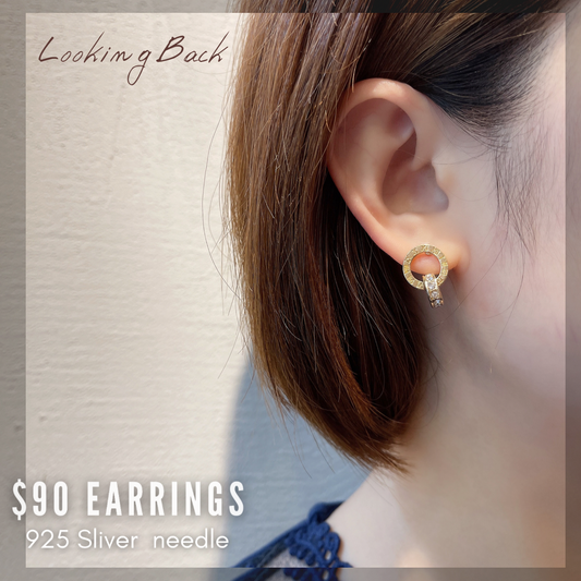 #EA0043 Earrings 羅馬數字環925銀針耳環