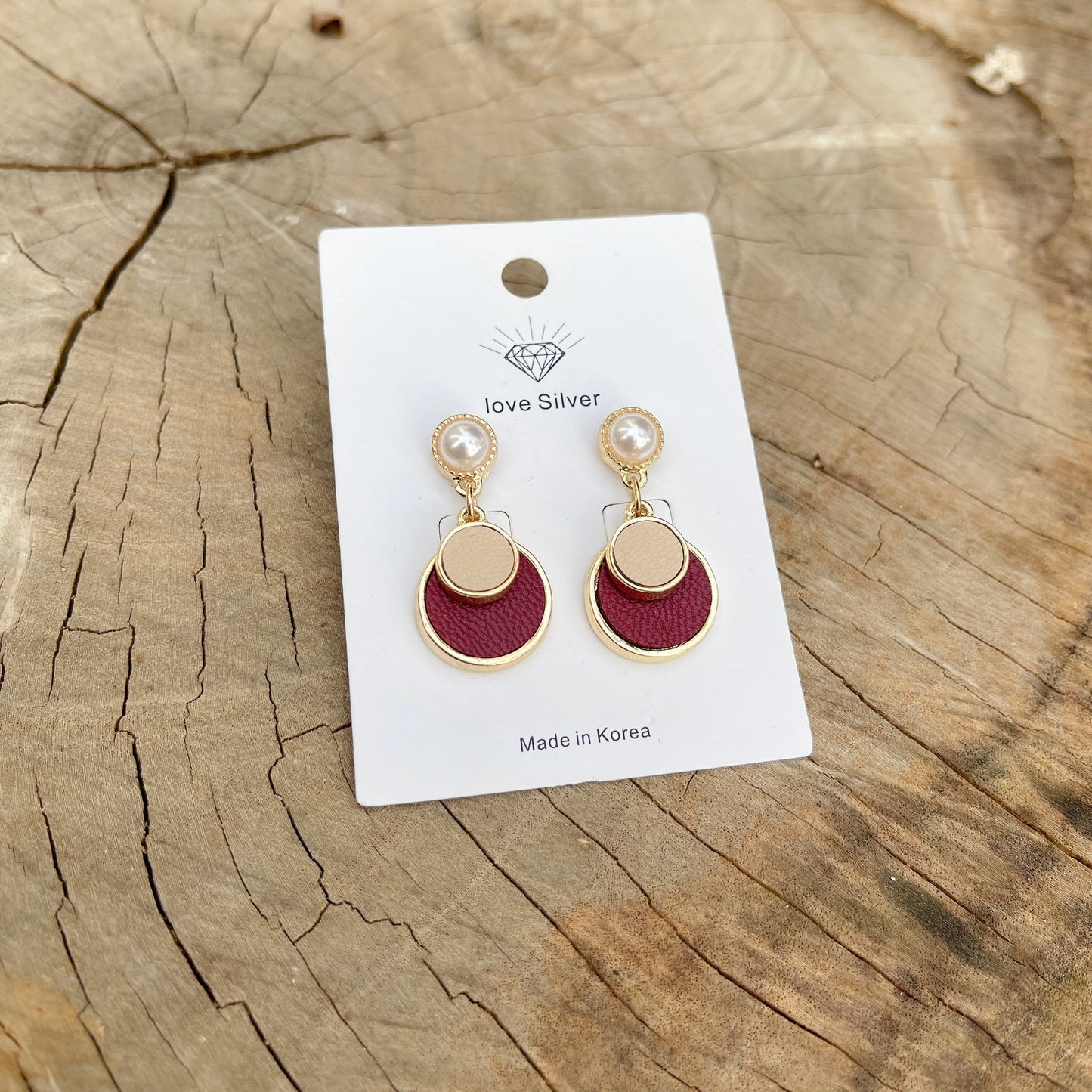 #EA0105 Earrings 撞色圓片925銀針耳環