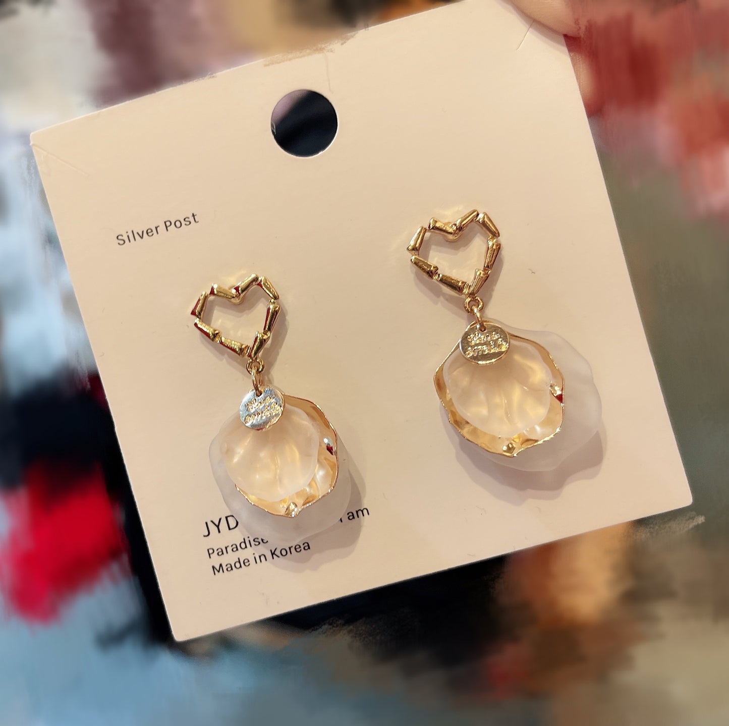 #EA0044 Earrings 心型花瓣925銀針耳環