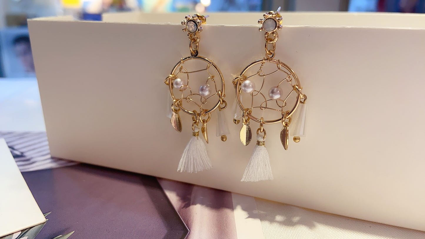 #EA0032 Earrings 捕夢網流蘇 925銀針耳環