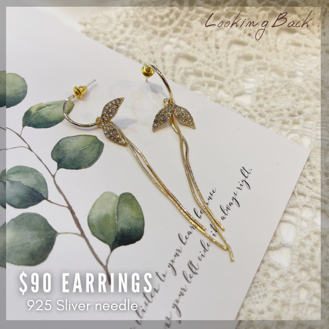 #EA0051 Earrings 魚尾925銀針長耳環