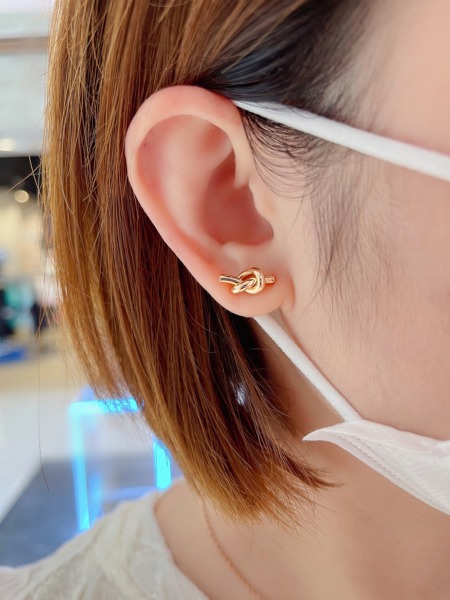 #EA0053 Earrings 打結925銀針耳環