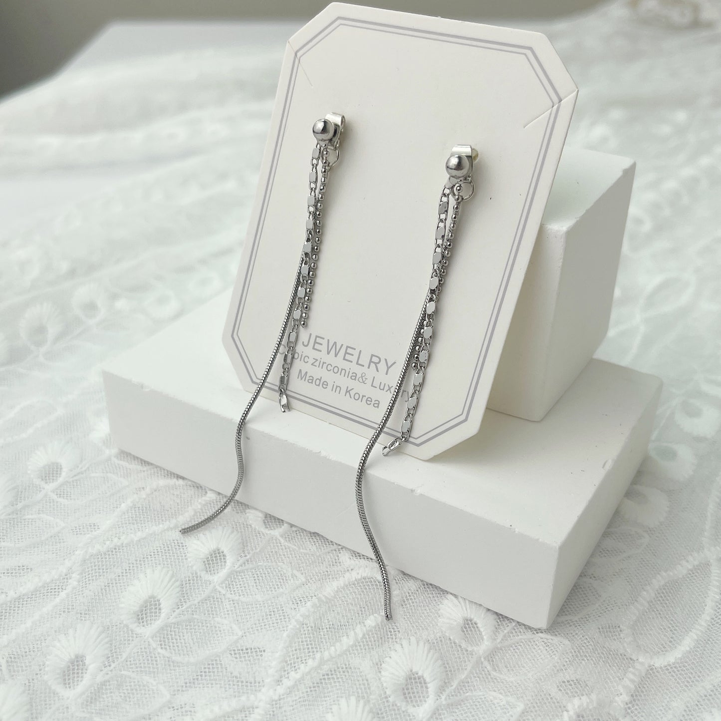 #EA0112 Earrings 三長鍊925銀針耳環