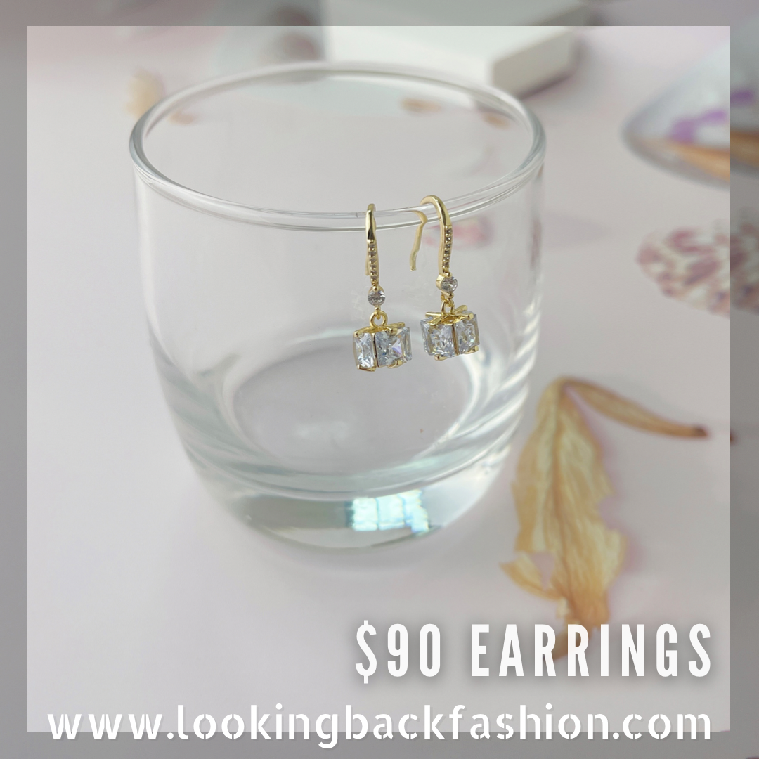 #EA0111 Earrings 方石耳鈎耳環