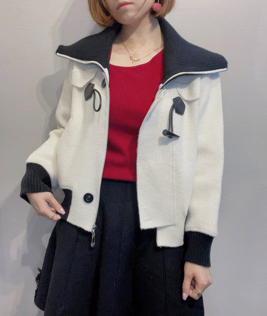 #CA0291 Coat 大反領牛角鈕短外套