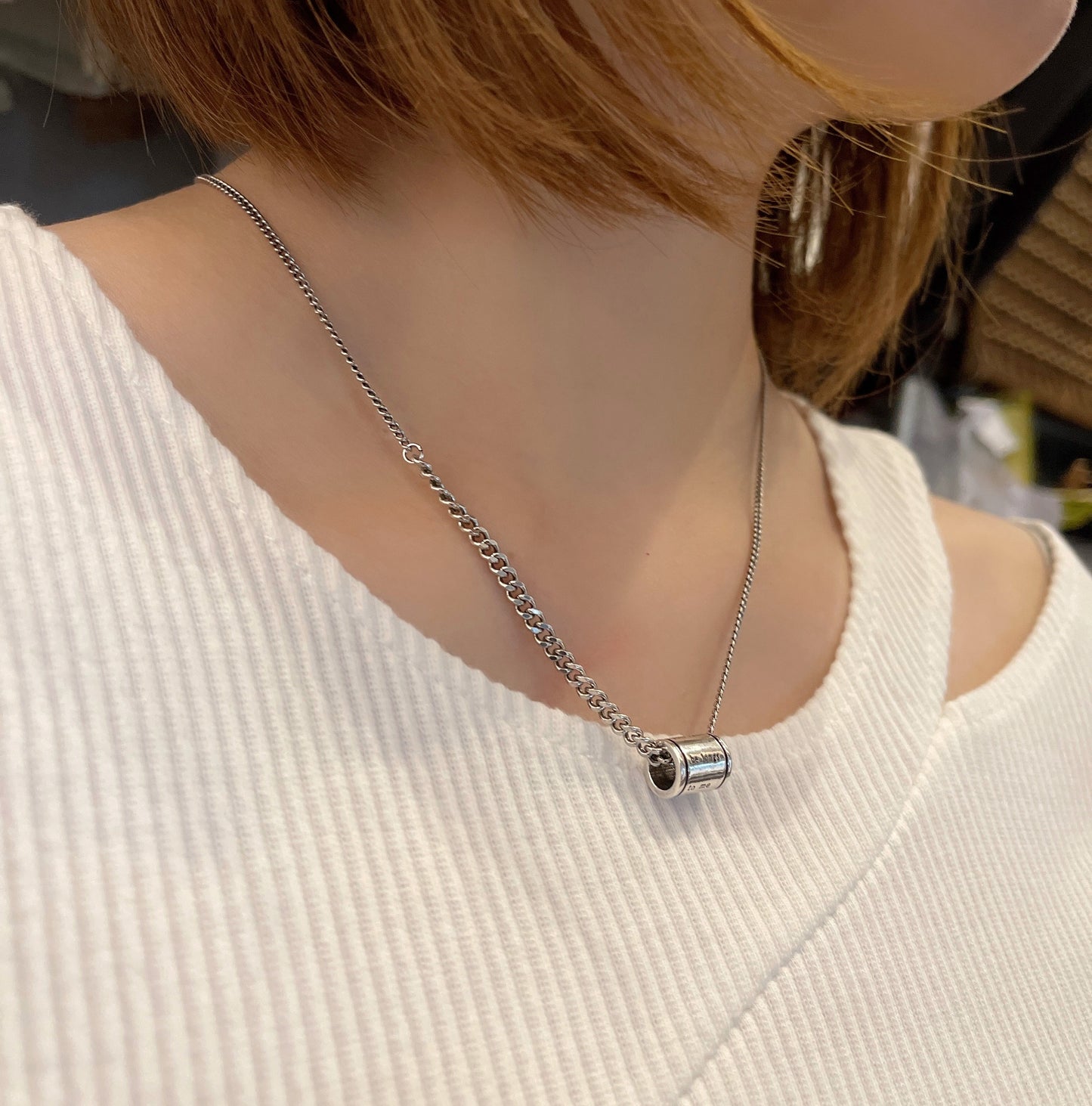 #NA0004 Necklace 925銀 穿小圓桶頸鍊