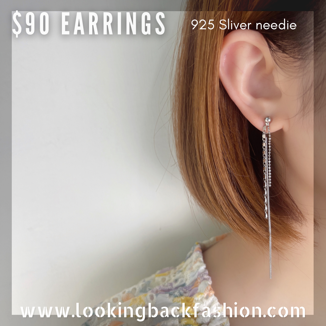 #EA0112 Earrings 三長鍊925銀針耳環