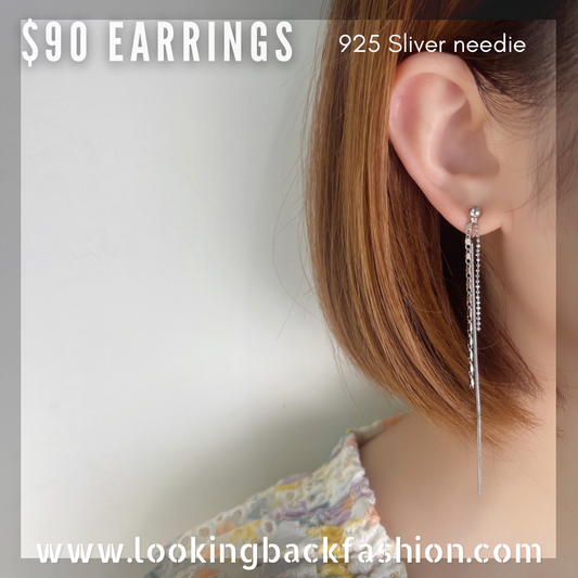 #EA0112 Earrings 三長鍊925銀針耳環