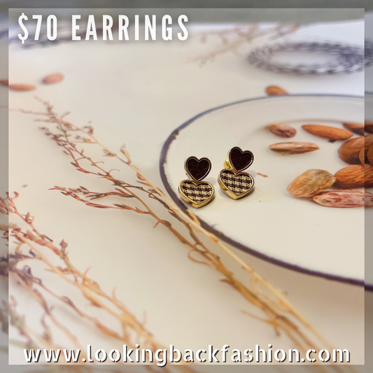 #EA0088 Earrings 格仔大細心心耳環