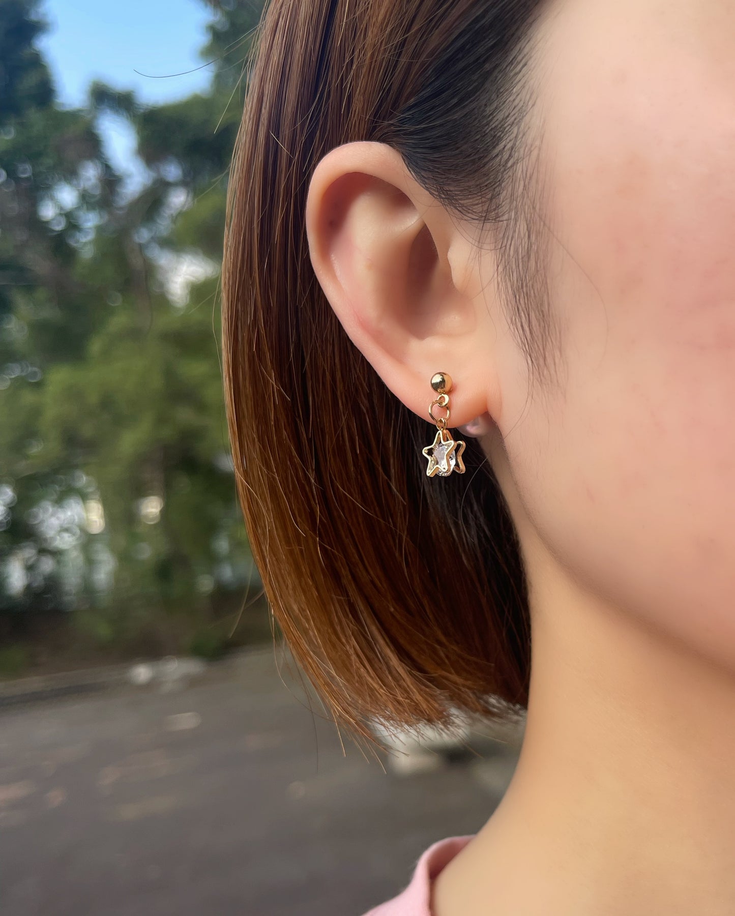 #EA0100 Earrings 星星夾石真珠托耳環