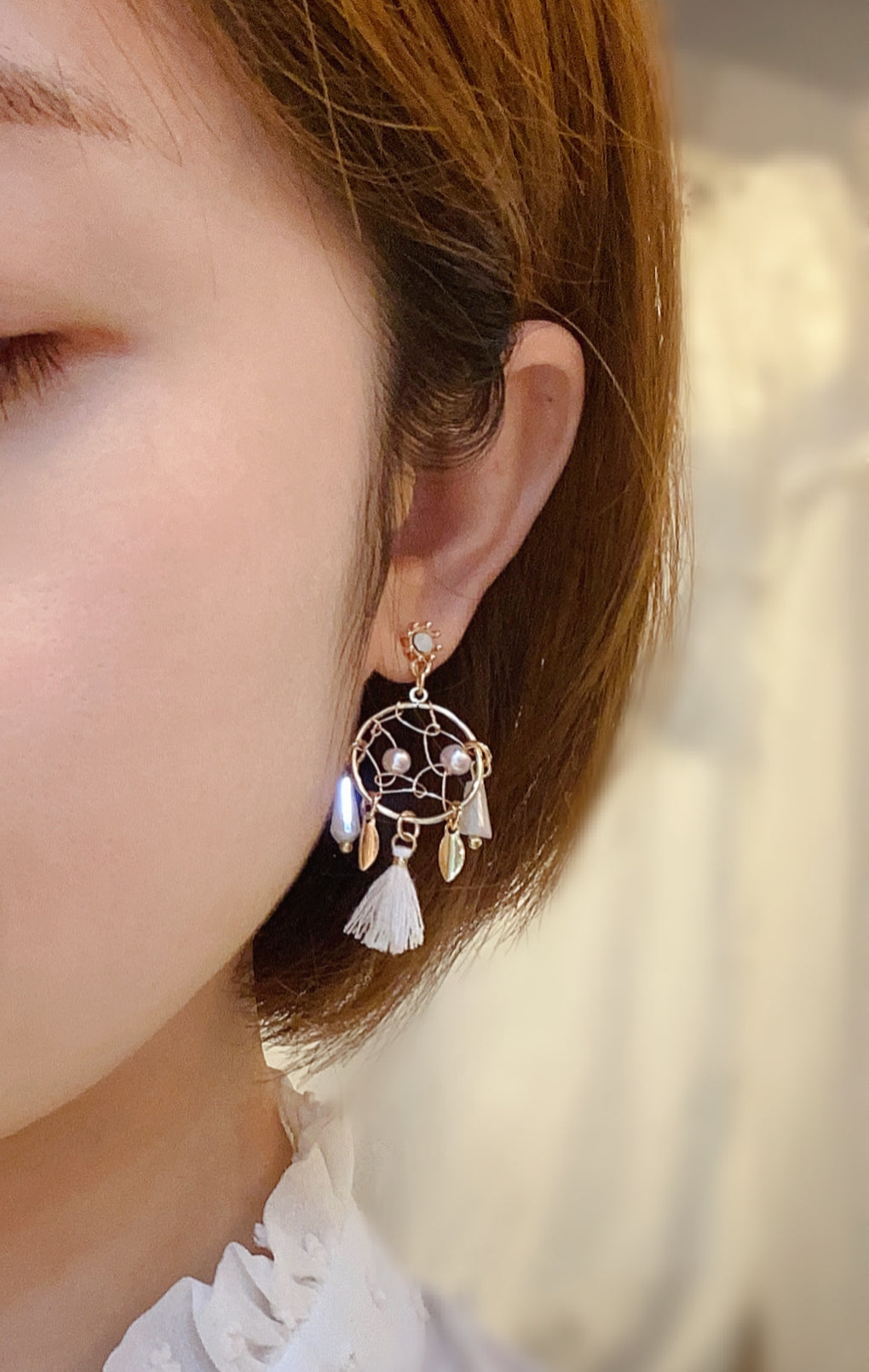 #EA0032 Earrings 捕夢網流蘇 925銀針耳環