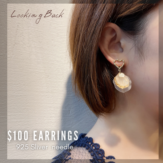 #EA0044 Earrings 心型花瓣925銀針耳環