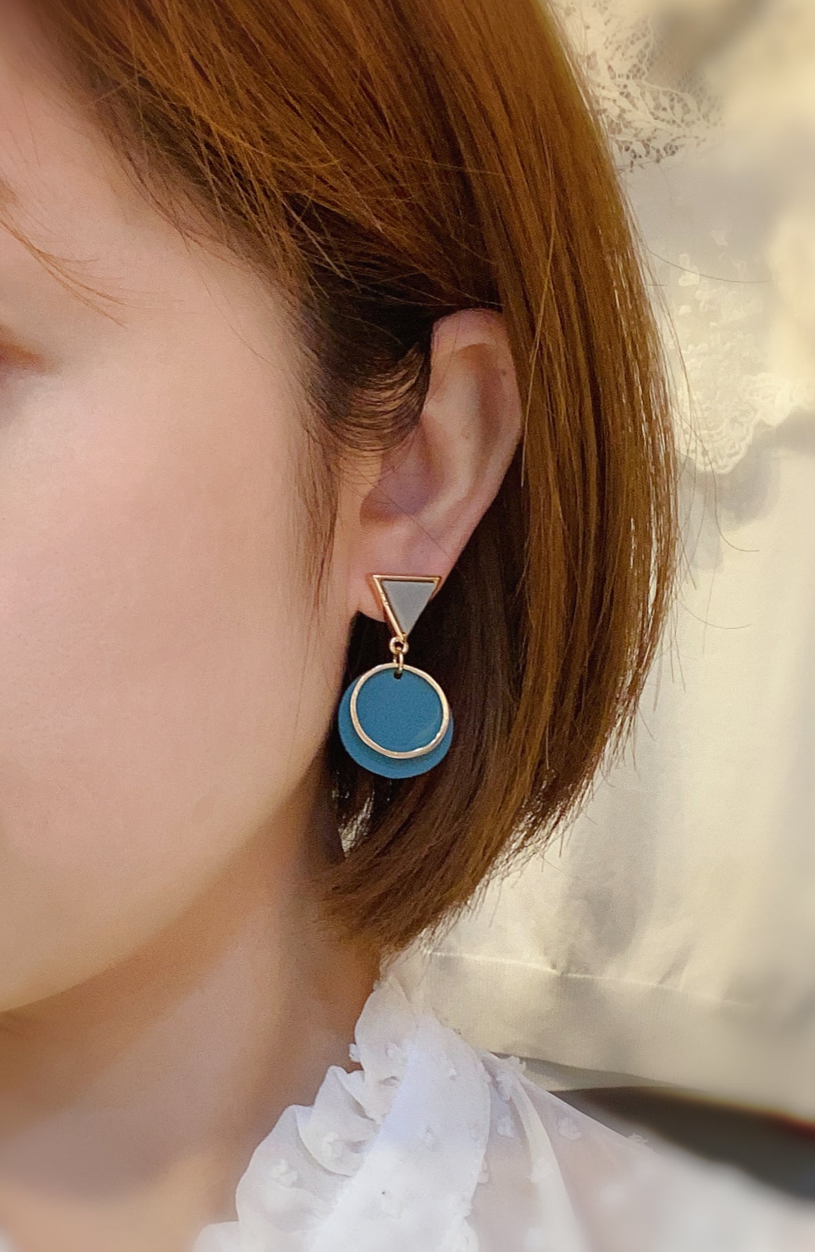 #EA0033 Earrings 倒三角 圓圈耳環 - KOREA 韓國飾品